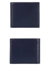 micro logo leather bifold wallet blue - FENDI - BALAAN.