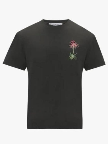 Thistle Embroidery Short Sleeve T-Shirt Charcoal - JW ANDERSON - BALAAN 1