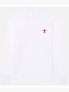 Small Heart Logo Long Sleeve T-Shirt White - AMI - BALAAN 2