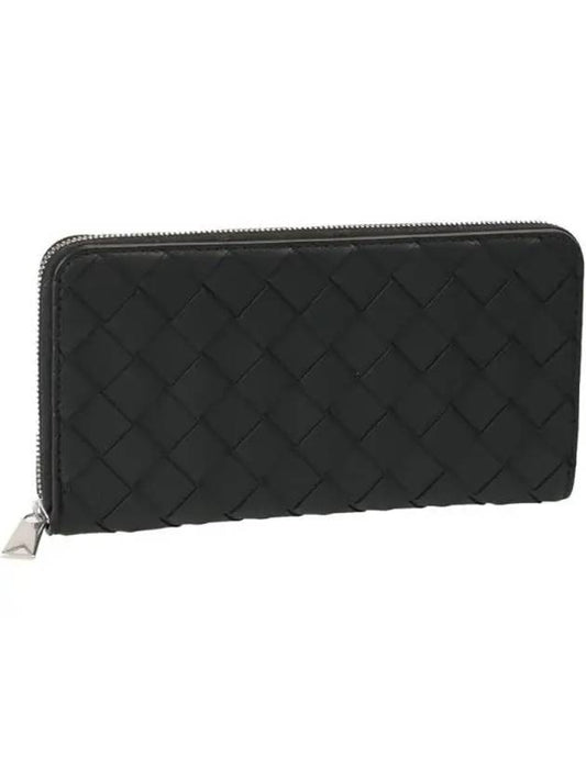 Intrecciato Zipper Around Leather Long Wallet Black - BOTTEGA VENETA - BALAAN 2