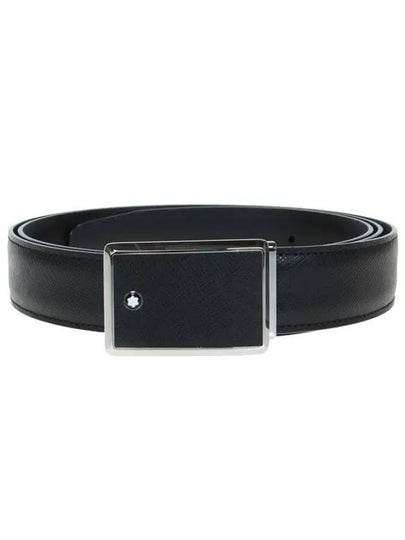 Plate Buckle Saffiano Leather Belt Black - MONTBLANC - BALAAN 2