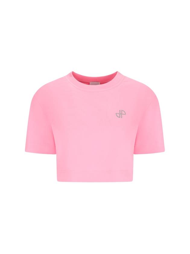 Logo Crop Cotton Short Sleeve T-Shirt Pink - PATOU - BALAAN 2