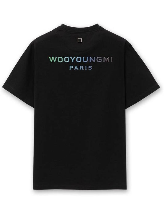 Wooyoungmi Gradient Embossed Back Logo Short Sleeve T-Shirt Black - WOOYOUNGMI - BALAAN 1