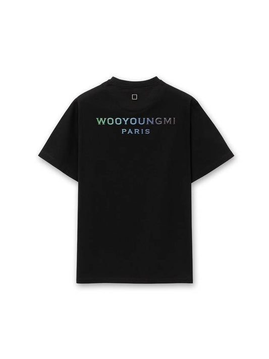 Gradient Embossed Back Logo Short Sleeve T-Shirt Black - WOOYOUNGMI - BALAAN 1