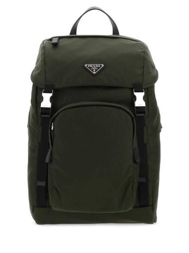 Re-Nylon Saffiano Leather Backpack Green - PRADA - BALAAN 1