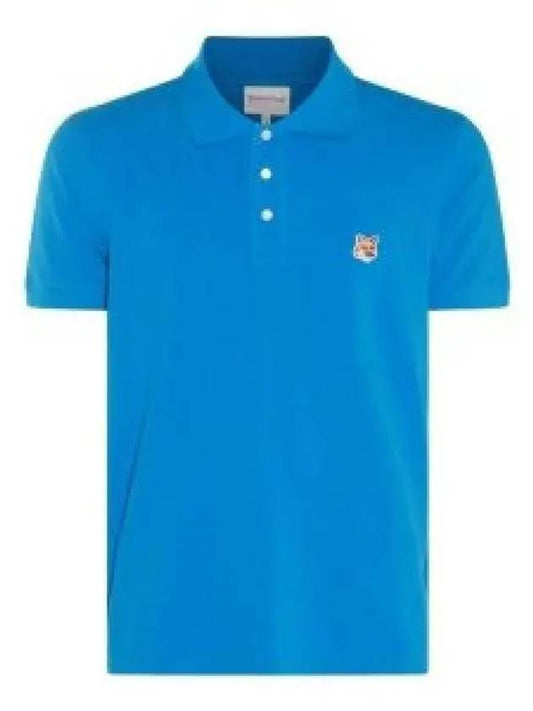 Fox Head Patch Cotton Polo Shirt Blue - MAISON KITSUNE - BALAAN 2