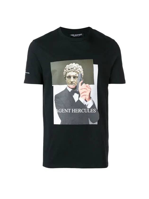 Agent Hercules Print Short Sleeve T-Shirt Black - NEIL BARRETT - BALAAN 1