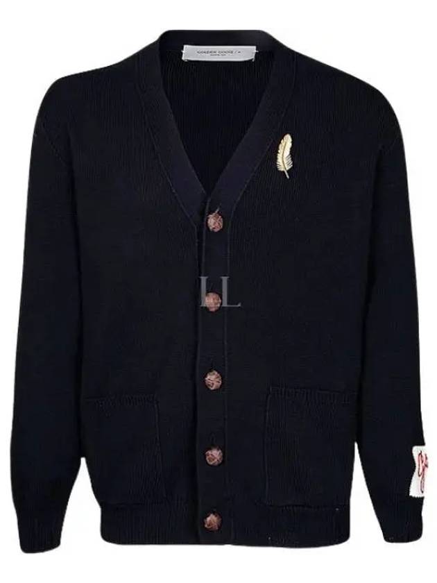 Men's Feather Patch Cardigan Dark Blue - GOLDEN GOOSE - BALAAN 2