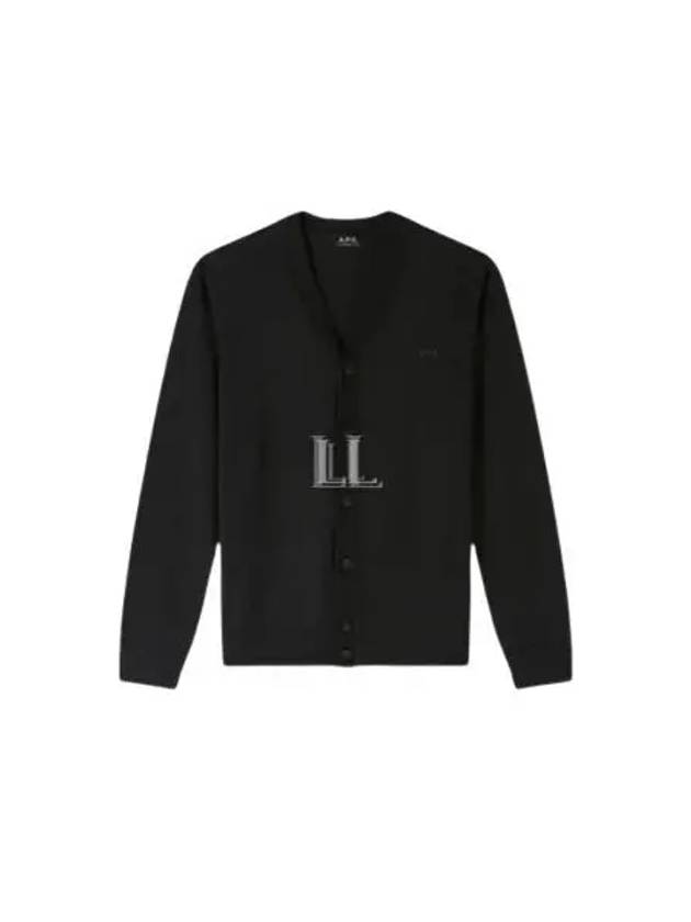 Joe Logo Embroidered Wool Cardigan Black - A.P.C. - BALAAN 2