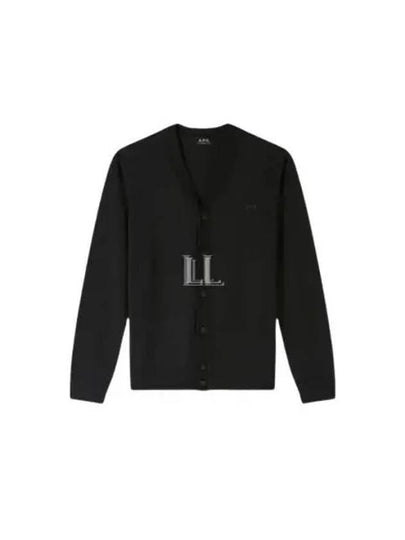 Joe Logo Embroidered Wool Cardigan Black - A.P.C. - BALAAN 2