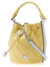 Small Fleming Soft Patent Border Bucket Bag Yellow - TORY BURCH - BALAAN.