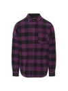 Logo Print Check Long Sleeve Shirt Purple - PALM ANGELS - BALAAN 2