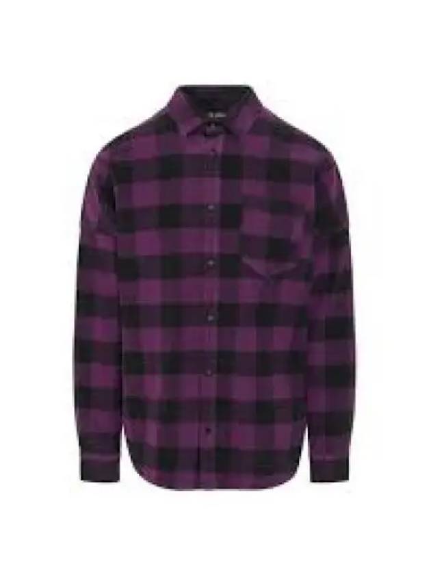 Logo Print Check Long Sleeve Shirt Purple - PALM ANGELS - BALAAN 2