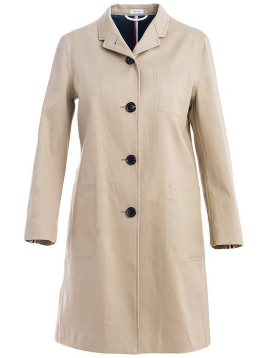 Mackintosh High Break Cotton Single Single Coat Khaki - THOM BROWNE - BALAAN 1