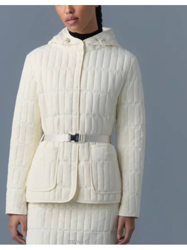 Raja Vertical Quilted Hooded Jacket Cream - MACKAGE - BALAAN 2