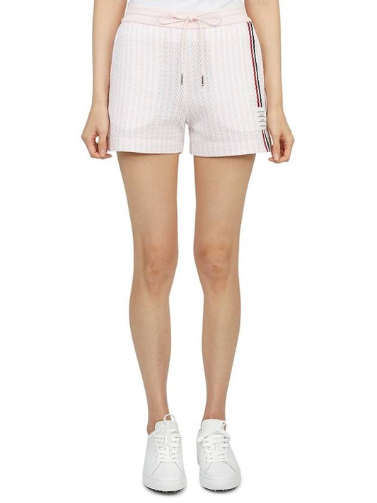 Women's University Striped Cotton Tweed Shorts Light Pink - THOM BROWNE - BALAAN 2