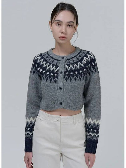 Wool Nordic Crop Cardigan Grey - EGOEDIT - BALAAN 2