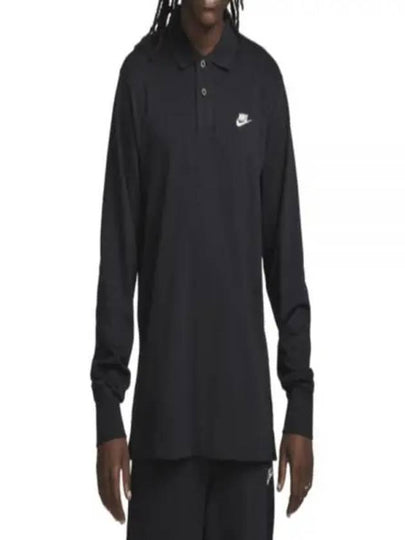 Men's Club Knit Long Sleeves Polo Shirt Black - NIKE - BALAAN 2