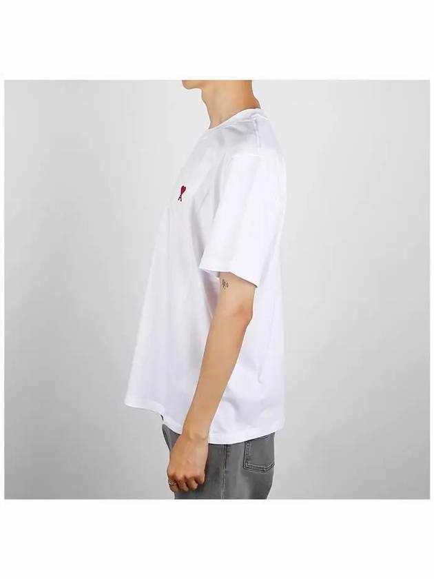 Small Heart Logo Short Sleeve T-Shirt White - AMI - BALAAN 4