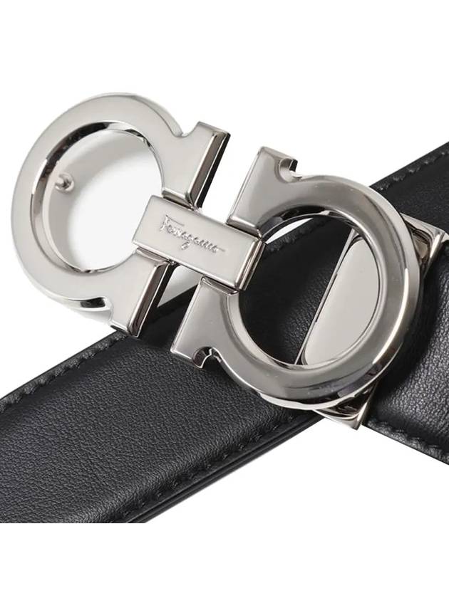 Reversible Gancini Leather Belt Black - SALVATORE FERRAGAMO - BALAAN 5