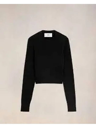 De Coeur Pointel Crew Neck Knit Top Black - AMI - BALAAN 2