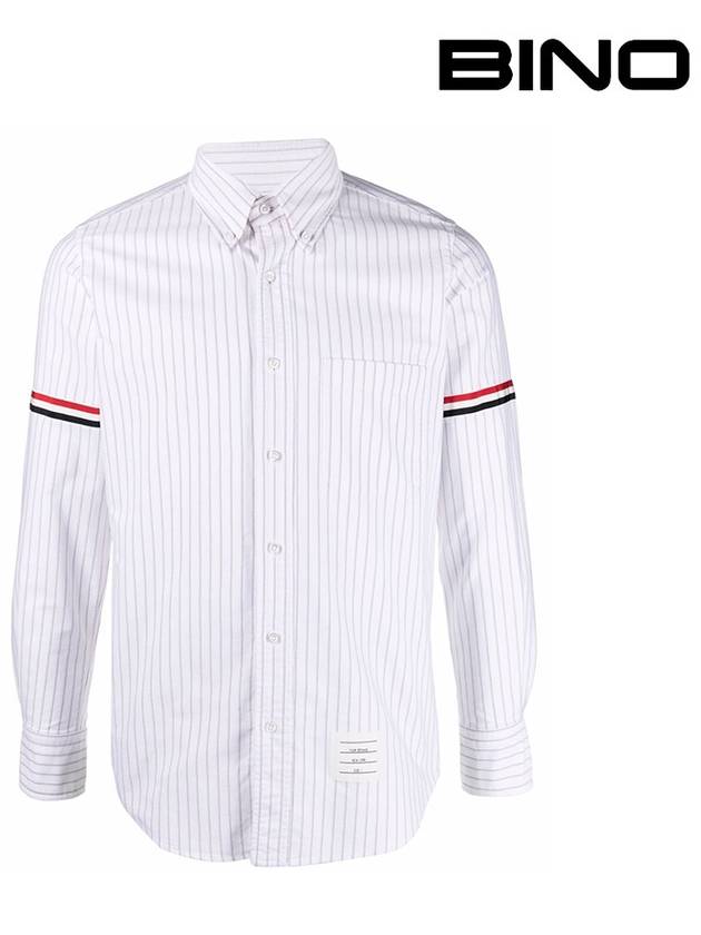 Oxford Armband Stripe Cotton Long Sleeve Shirt White - THOM BROWNE - BALAAN 2