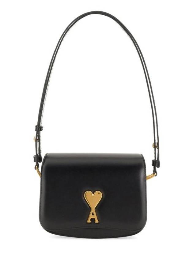 Paris Leather Shoulder Bag Black - AMI - BALAAN 1