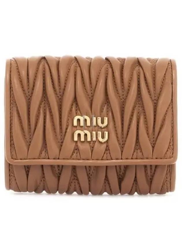 Matelasse Logo Nappa Leather Half Wallet Caramel - MIU MIU - BALAAN 2