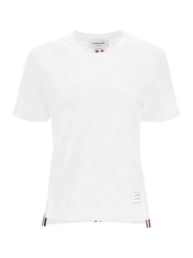 Center Back Stripe Classic Cotton Pique Relaxed Fit Short Sleeve T-Shirt White - THOM BROWNE - BALAAN 1