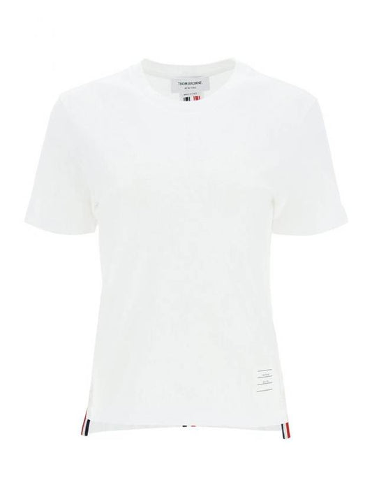 Center Back Stripe Classic Cotton Pique Relaxed Fit Short Sleeve T-Shirt White - THOM BROWNE - BALAAN 1