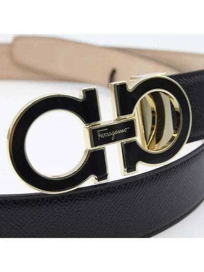 Gancini Metal Logo Leather Belt Black - SALVATORE FERRAGAMO - BALAAN 2