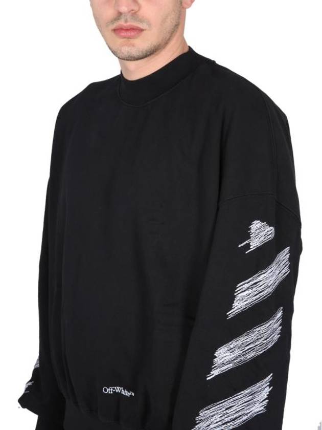 Men's Scribble Diag Sweatshirt Black - OFF WHITE - BALAAN 5