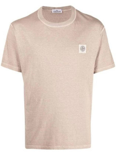 Pisato Effect Logo Patch Short Sleeve T-Shirt Dove Grey - STONE ISLAND - BALAAN 1