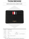 Pebble Grain Leather Stripe Single Card Wallet Black - THOM BROWNE - BALAAN 3