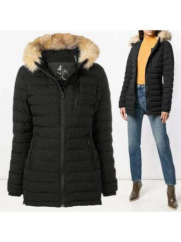 Rose Lawn Fox Fur Hooded Padding Jacket Black MK8517LFFH 292 - MOOSE KNUCKLES - BALAAN 1