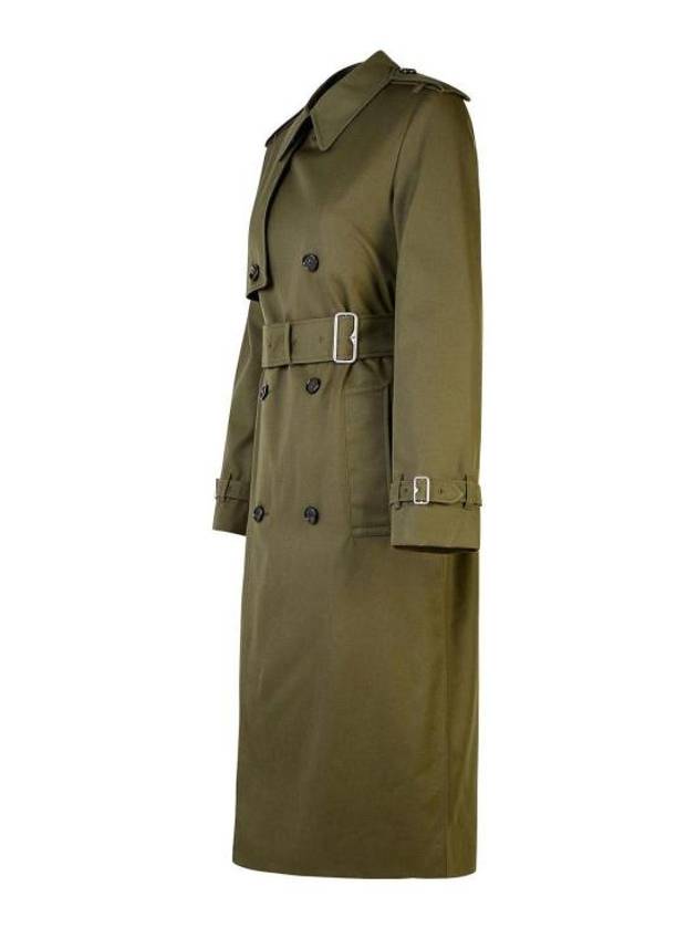 Double Breasted Long Cotton Blend Trench Coat Military - BURBERRY - BALAAN 4