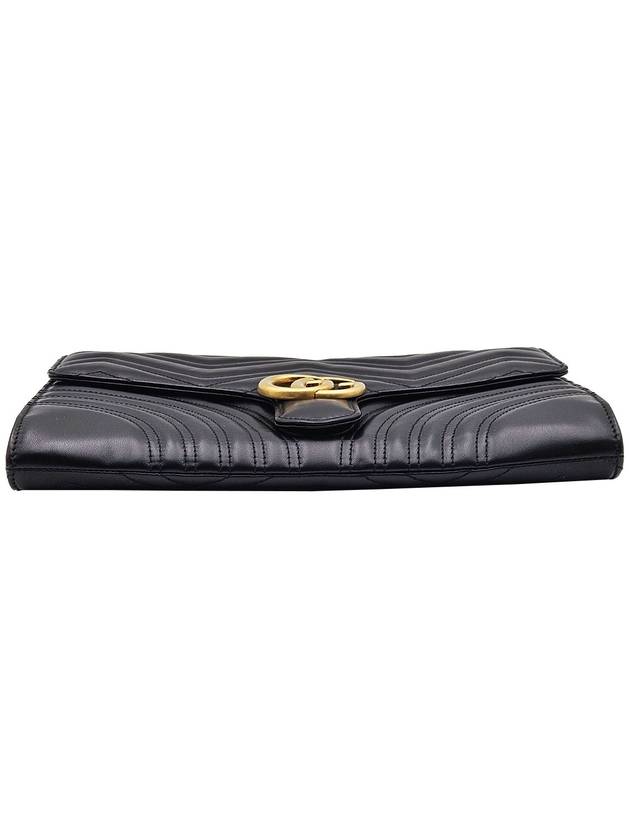 Gucci 498079 Black Matelasse Chevron Leather GG Marmont Gold Clutch - GUCCI - BALAAN 5