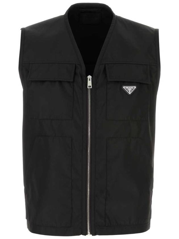 triangle logo nylon zipper vest black - PRADA - BALAAN 2