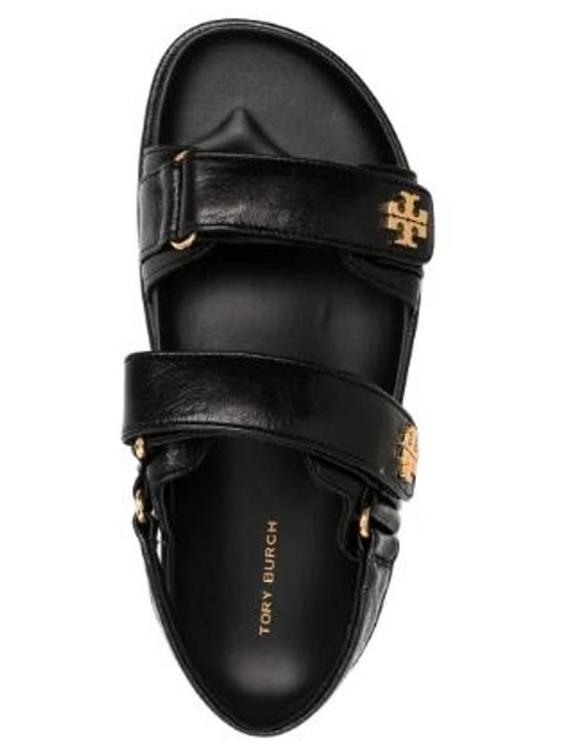 Kira Sports Logo Leather Sandals Black - TORY BURCH - BALAAN 6