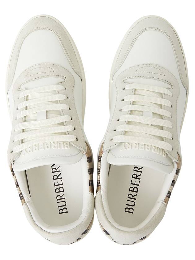 Check Leather Suede Sneakers Natural White Archive Beige - BURBERRY - BALAAN 3