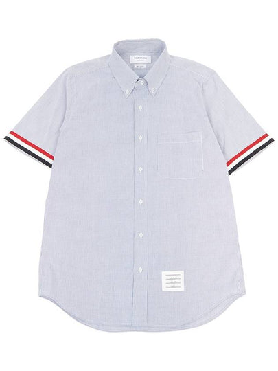 Men's Pincode Armband Short Sleeve Shirt Navy - THOM BROWNE - BALAAN 2