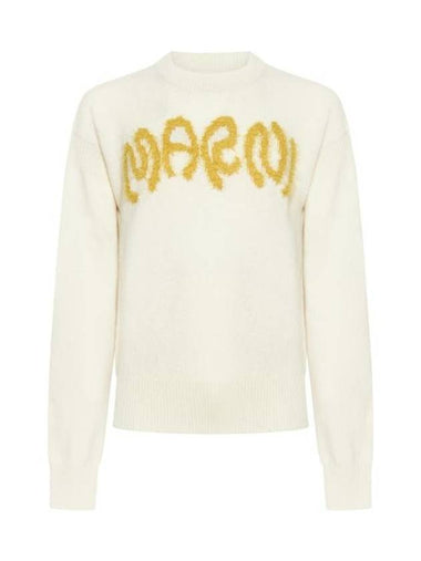 Roundneck Logo Knit Top Stone White - MARNI - BALAAN 1