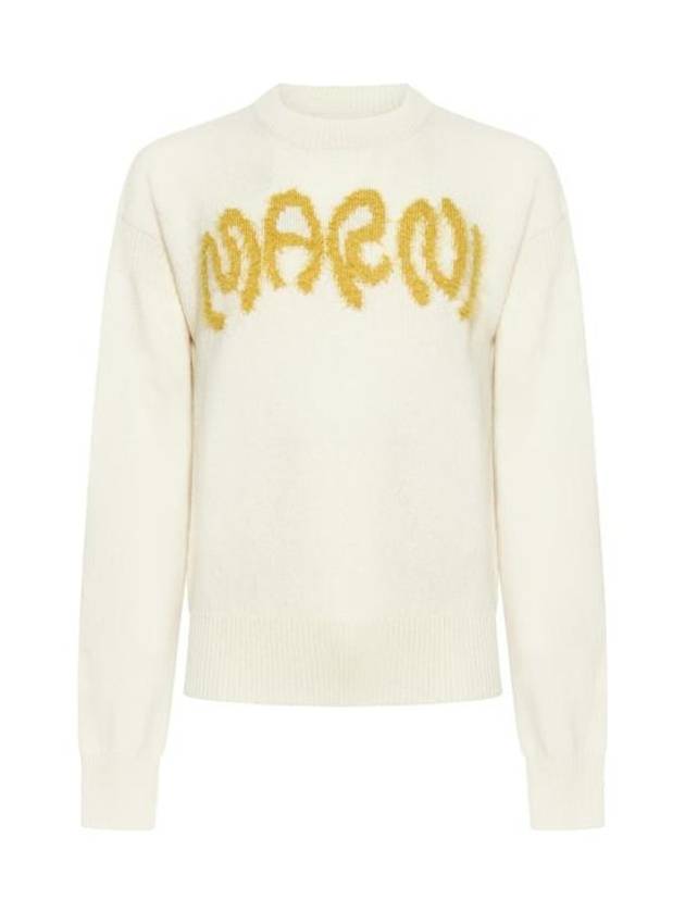 Roundneck Logo Knit Top Stone White - MARNI - BALAAN 1