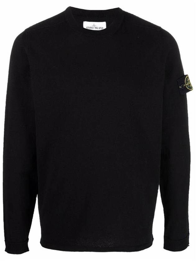 Wappen Patch Crew Neck Knit Top Black - STONE ISLAND - BALAAN 2