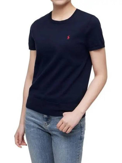 W Cotton Blend Short Sleeve Sweater Navy - POLO RALPH LAUREN - BALAAN 2