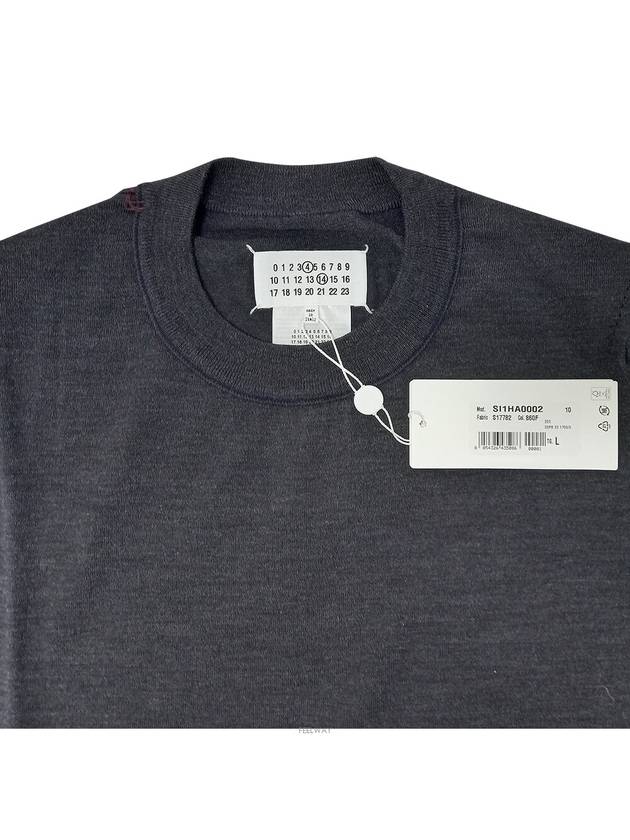 Back Stitch Crew Neck Wool Knit Top Charcoal - MAISON MARGIELA - BALAAN 5