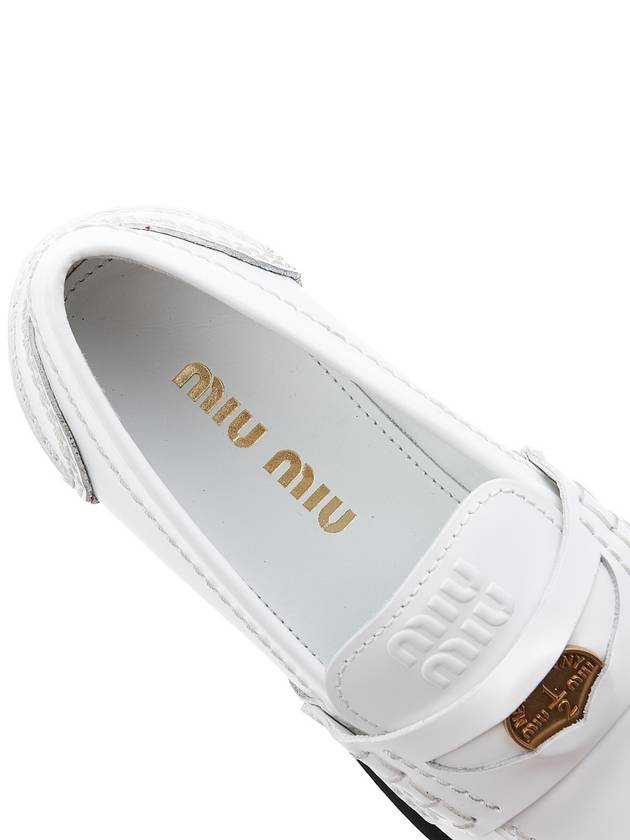 Brushed Leather Penny Loafers White - MIU MIU - BALAAN 8