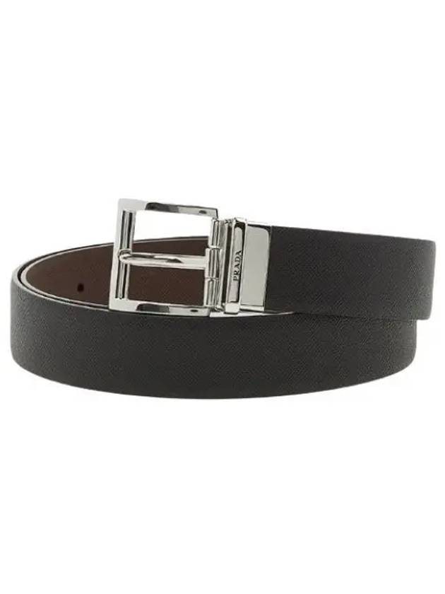 Two-Tone Reversible Saffiano Belt Black Brown - PRADA - BALAAN 2