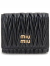 Matelasse Logo Nappa Leather Half Wallet Black - MIU MIU - BALAAN 2