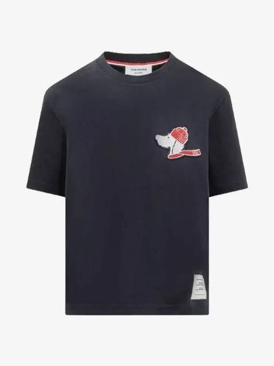 Festive Jersey Button Hector Short Sleeve T Shirt Navy - THOM BROWNE - BALAAN 2